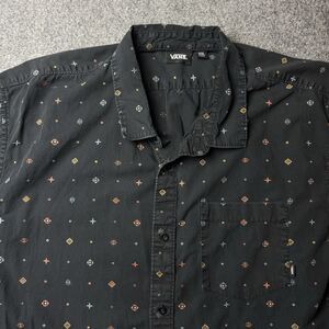 Vans Black Short Sleeve Button Shirt Stars XXL 2XL